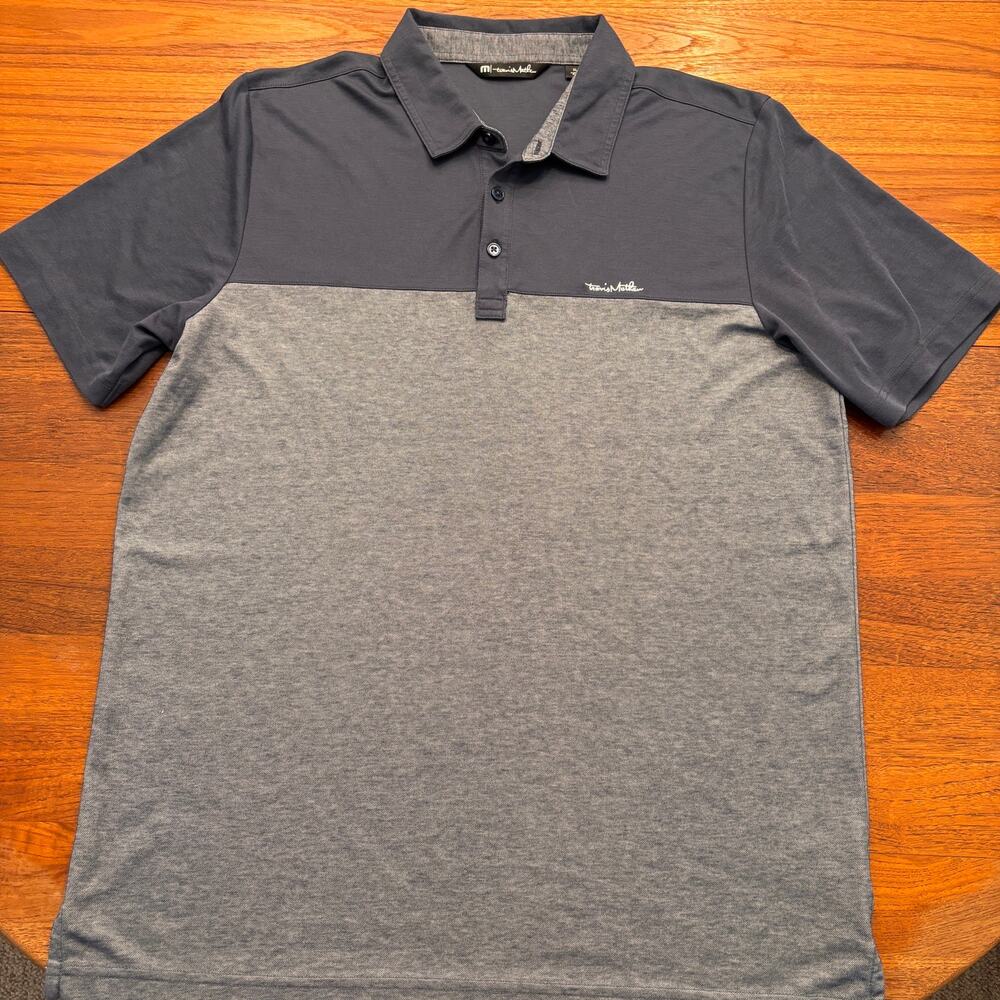 Travis Mathew Men's Short Sleeve Navy and Gray Polo Shirt Size XL
